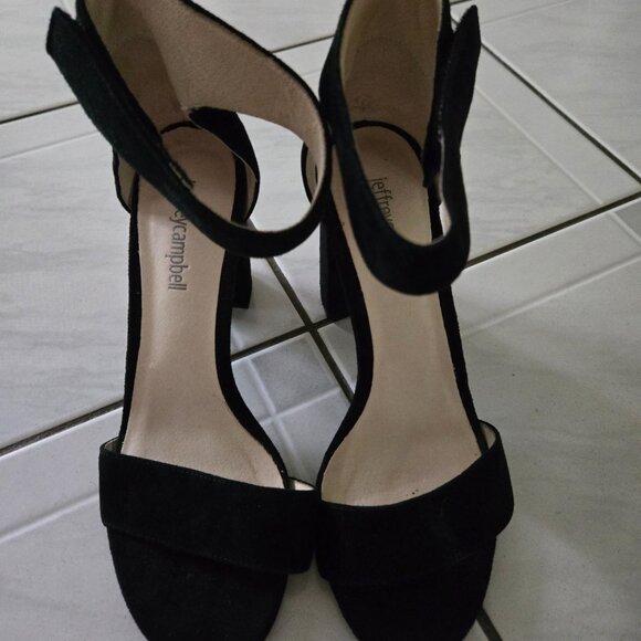 Jeffrey Campbell Lindsay Black Suede Heeled Sandals 7 - Picture 2 of 7